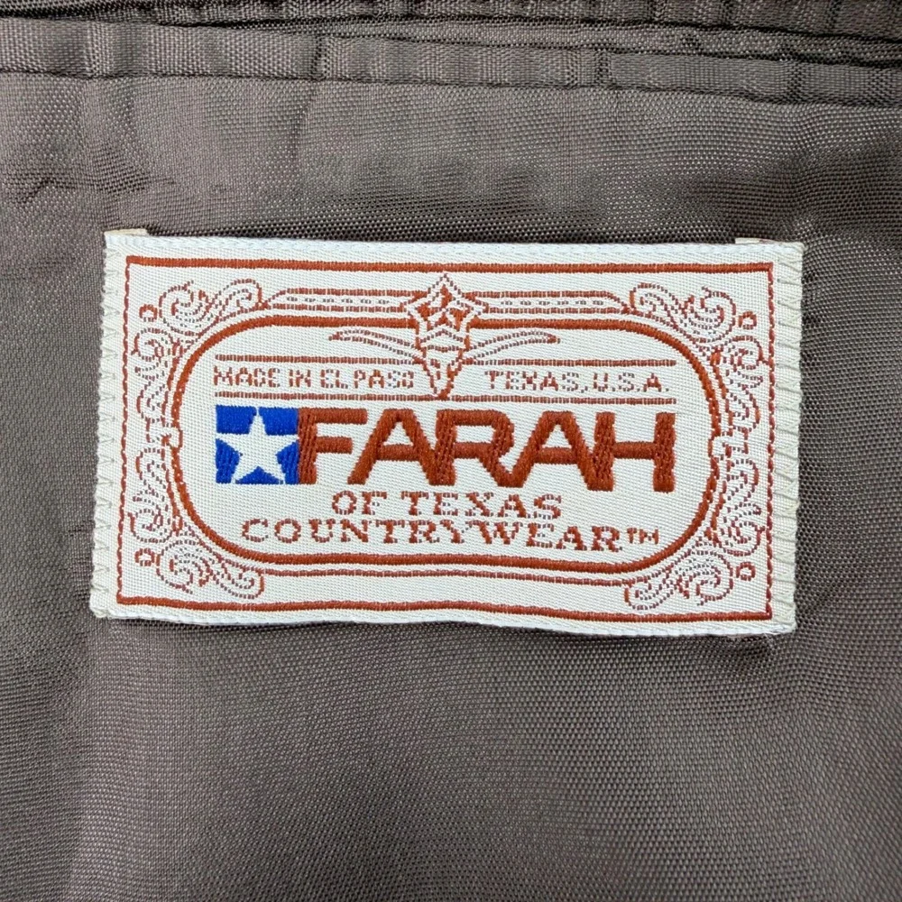 Farah of Texas Countrywear Blazer Mens 40L Brown Western Faux Suede Sport Coat